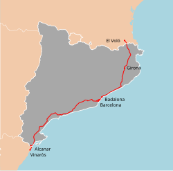 Mapa del recorrido de la Vía Catalana