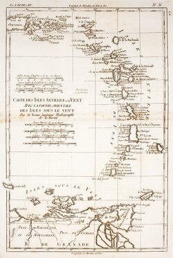 Mapa histórico de las Antillas Menores del año 1780