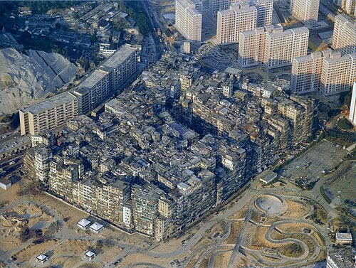 Ciudad amurallada de Kowloon en 1989