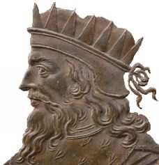 Retrato imaginario de Meroveo en una medalla de bronce de 1720