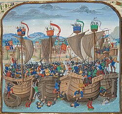 Ilustración de la batalla naval de Sluys