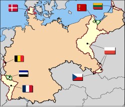 Mapa histórico de Alemania tras la aplicación del Tratado de Versalles