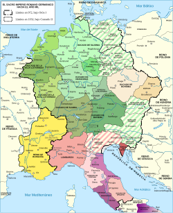 Territorios del Primer Reich alrededor del año 1000.