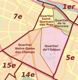 Representación gráfica y datos de ubicación de Saint-Germain-des-Prés