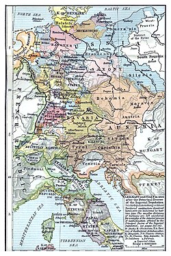 Mapa histórico del Sacro Imperio Romano Germánico en 1803.