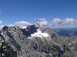 Fotografía histórica de la zona alpina del Zugspitze.