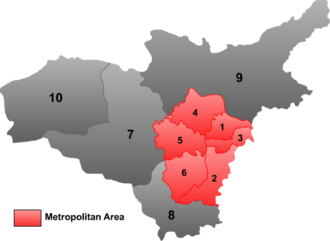 Mapa geográfico y distribución de los distritos de Taiyuan