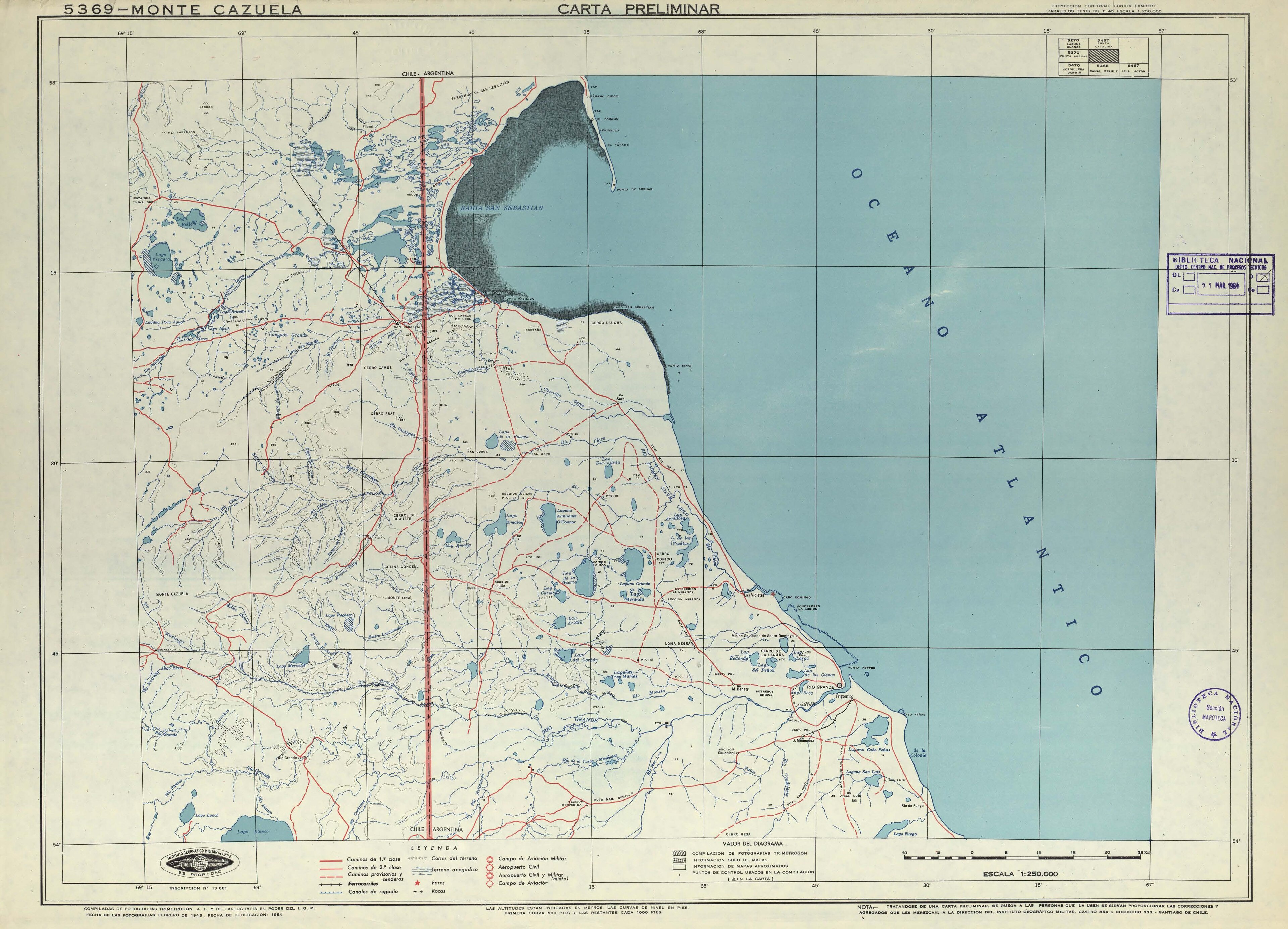 Mapa del Instituto Geográfico Militar de 1954
