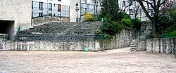 Detalle ampliado de los restos arqueológicos de las Arenas de Lutecia