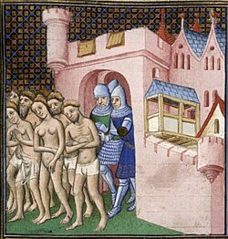 Expulsión cátara de Carcasona en un manuscrito medieval.