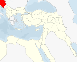 Mapa detallado del Valiato de Bosnia en el año 1900