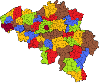Mapa administrativo de los distritos de Bélgica