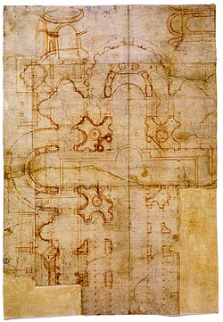 Boceto de la planta de la Basílica de San Pedro