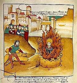 Ilustración medieval que representa el martirio de Jan Hus.