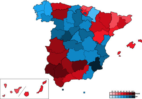 Mapa de resultados por provincias