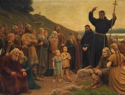Ilustración de Ansgar por Wenzel Tornøe
