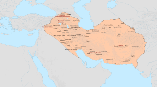 Mapa del Imperio parto y la región de Carras