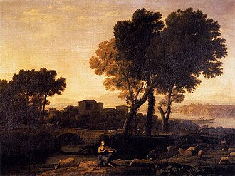 Paisaje con Apolo custodiando los rebaños de Admeto y Mercurio robándoselos