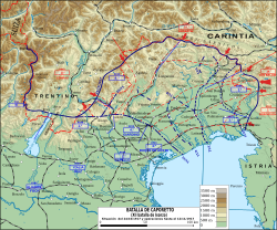 Mapa de la región durante la Primera Guerra Mundial