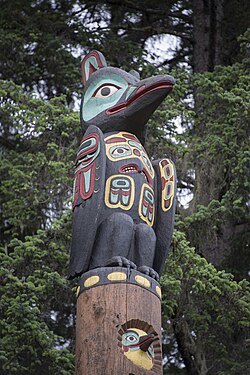 Tótem Tlingit en Juneau, Alaska.