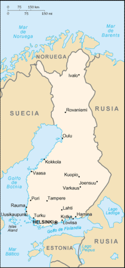 Mapa físico de Finlandia