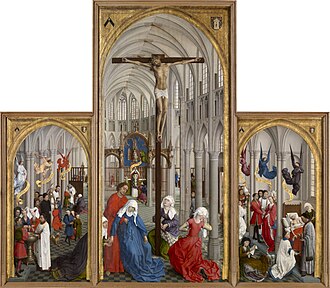 Detalle del Tríptico de los Siete Sacramentos de Roger van der Weyden en el Museo Real de Bellas Artes de Amberes.