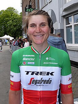 Retrato e información tabular de la ciclista Elisa Longo Borghini