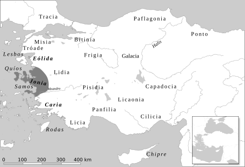 La península de Anatolia, sobre la que se extendía la antigua Jonia.