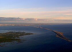 El estrecho de Oresund con el puente de Oresund