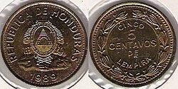Colección de monedas metálicas de lempira