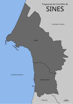 Mapa detallado de Sines y sus freguesias