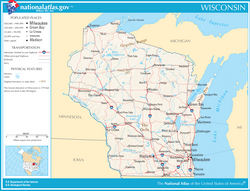 Mapa general de Wisconsin y sus principales localidades