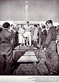 Riefenstahl y Walter Frentz en el Estadio Olímpico