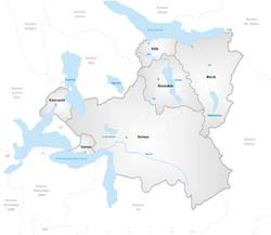 Mapa de distribución de los distritos del cantón de Schwyz