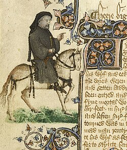 Ilustración de Chaucer como peregrino en el Manuscrito Ellesmere