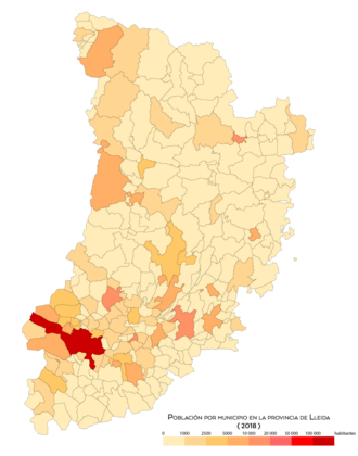Distribución de población por municipio en Lérida
