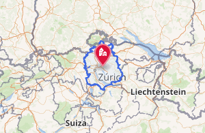 Mapa geográfico del cantón de Zúrich en Suiza