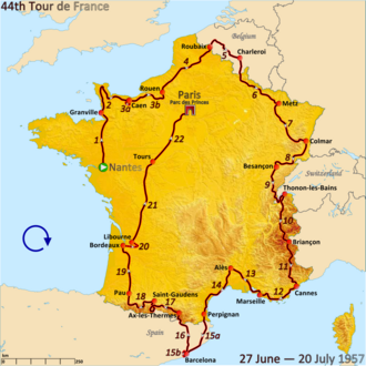 Ciclistas en el Tour de Francia 1957