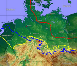 Límite máximo de glaciaciones en el norte de Europa central