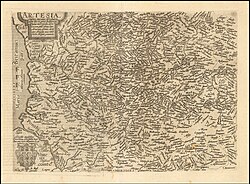 Mapa del condado de Artesia publicado hacia 1594