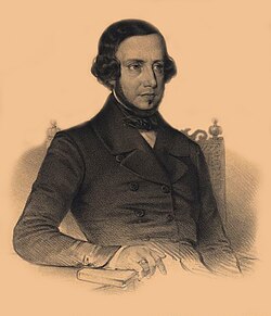 Retrato al óleo del escritor y reformador teatral Almeida Garrett.