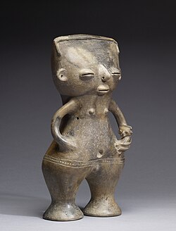 Figura de terracota de madre e hijo