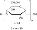 Fórmula estructural y representación molecular de la maltodextrina