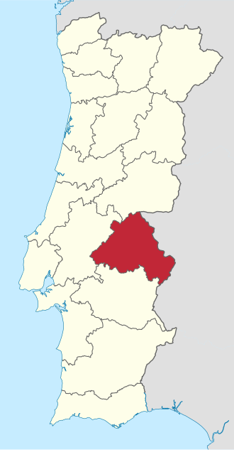 Mapa de localización del distrito de Portalegre en Portugal