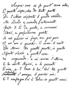 Manuscrito original de L’infinito