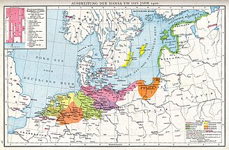 Mapa histórico de la Liga Hanseática a principios del siglo XV