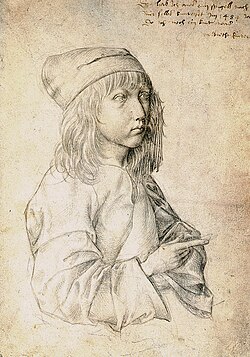 Autorretrato a los 13 años realizado en 1484 a punta de plata y conservado en el Museo Albertina de Viena.
