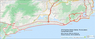 Mapa y perfil del recorrido de la prueba de ciclismo en ruta masculino en los Juegos Olímpicos de Río de Janeiro 2016