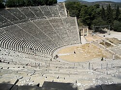 Vista general del Teatro de Epidauro en Grecia