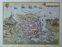 Plano histórico de Ostende en la época del asedio